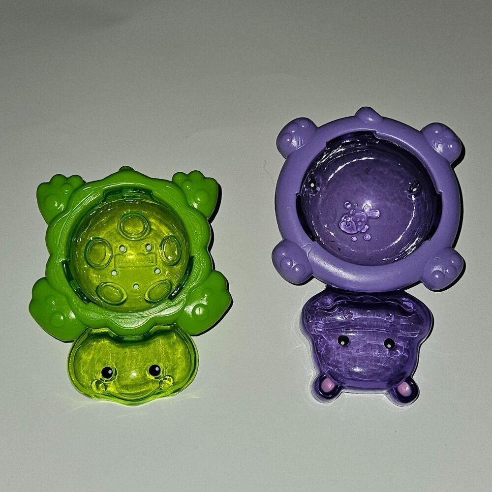 Fisher Price Precious Planet Bobbin Bath Buddies Toy Lot Green Frog Purple Hippo